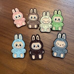 Cute Bunny Enamel Pins Set labubu back pack pin
